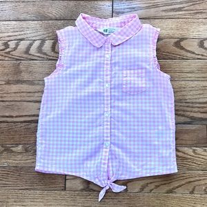 NWT! H&M Girls kids sleeveless gingham pink white top size 7/8
